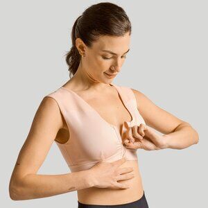 NWT Tommie Copper Zip Up Shoulder Support Bra - Nude